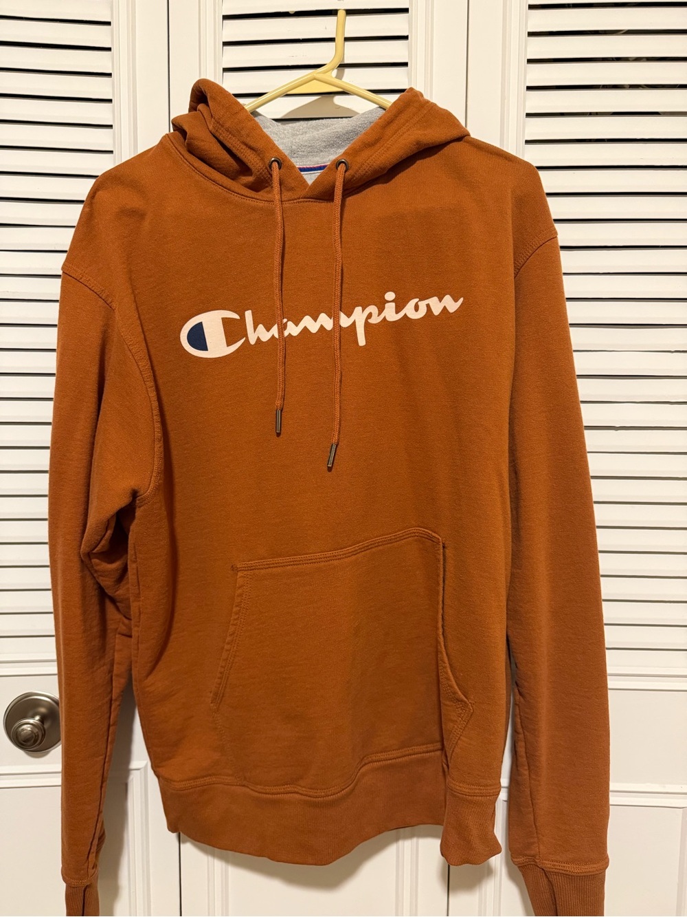 Champion Men’s Rust Orange Crewneck Hoodie Sweatshirt